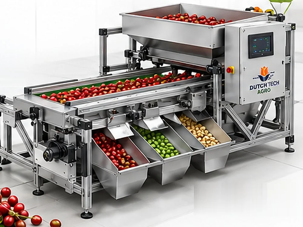 Imagem conceitual da seletora de frutos de café Dutch Agro — equipamento em desenvolvimento